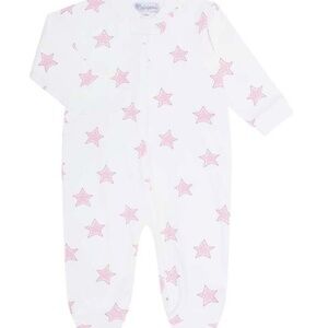 Nellapima Pink Star Pima Cotton Footie 0-3 Months